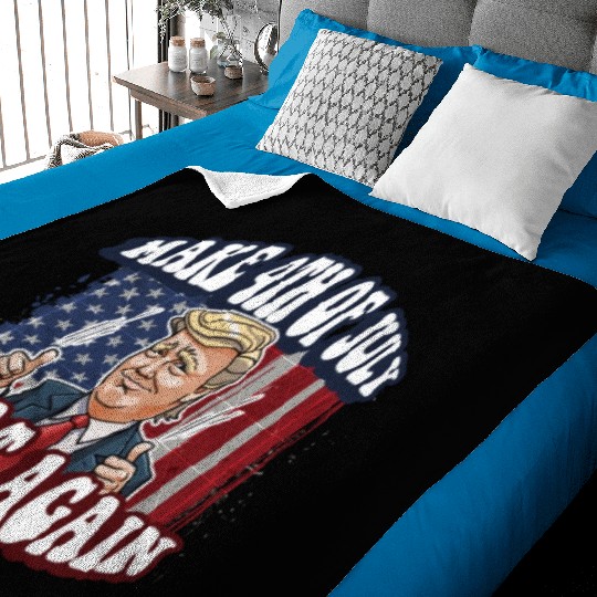 Make 4th Of July Great Again 2024 Donald Trump Baby Blankets