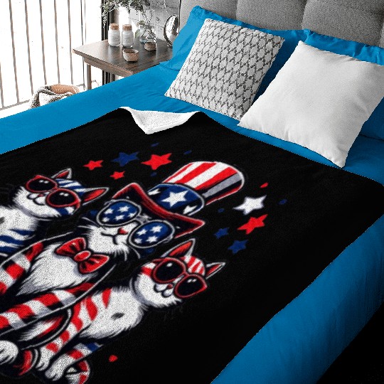 Patriotic Cat Fourth Of July Kitten Cat Lover Baby Blankets
