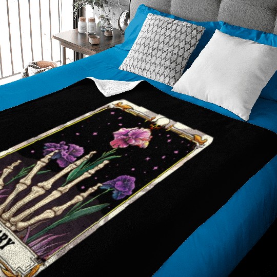 February Gothic Tarot Card - Violet Flower & Skele Baby Blankets