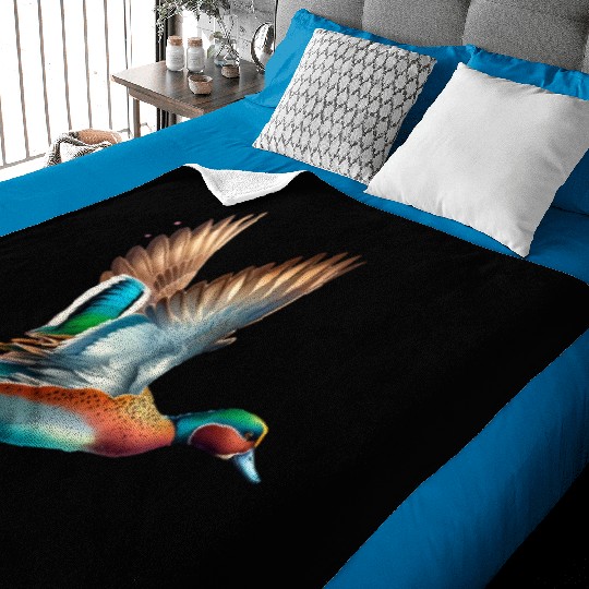 Chestnut Teal in Flight Baby Blankets