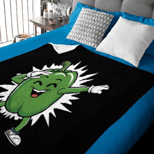 Green Bell Pepper Dabbing Baby Blankets