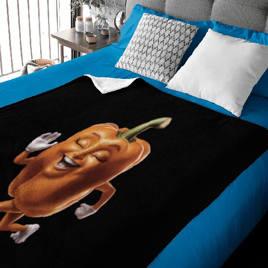 Orange Bell Pepper Running Realistic Baby Blankets