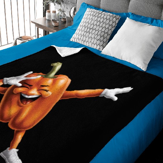 Orange Bell Pepper Dabbing Realistic Baby Blankets