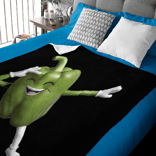 Green Bell Pepper Dabbing Realistic Baby Blankets