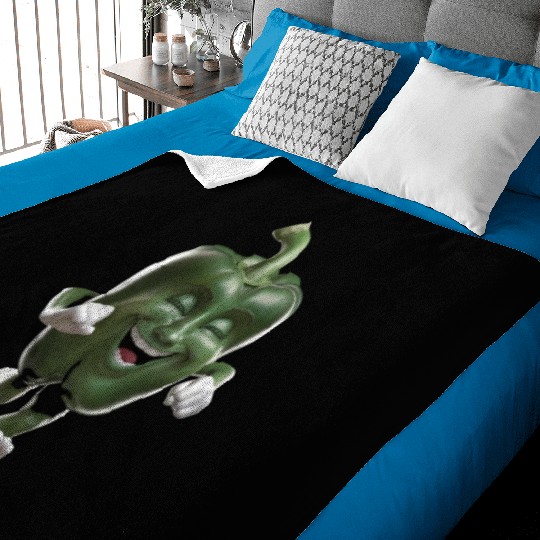 Green Bell Pepper Running Realistic Baby Blankets