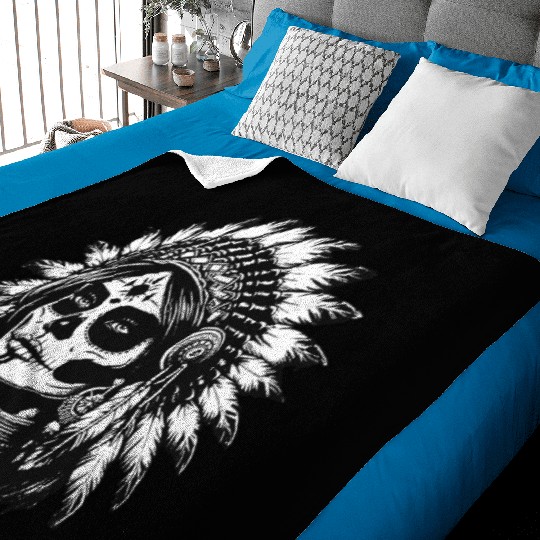 Dark Art Skull Indian Apache Girl Vintage Grunge Baby Blankets