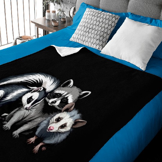 Cat Rat and Squirrel Animal Lover Funny Design Baby Blankets