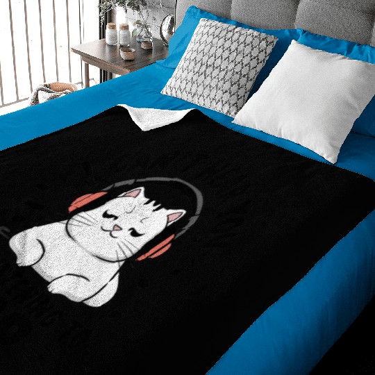 Cute Cat I Can't Hear You I'm Listening To Rap Baby Blankets