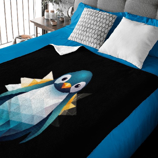 Drawing of a cute Penguin, Geometric Baby Blankets