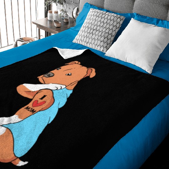 Staffordshire Bull Terrier Dog Mom Baby Blankets
