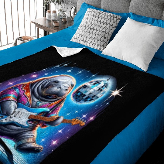 Disco Ball Guitar Manatee Baby Blankets