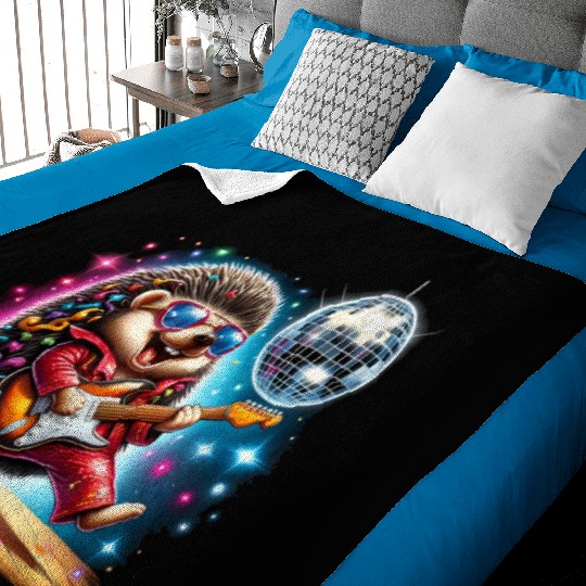Disco Ball Guitar Hedgehog Baby Blankets