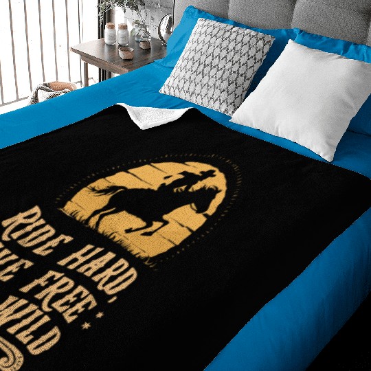 Cowboy Lifestyle Western Theme with Horses and Baby Blankets