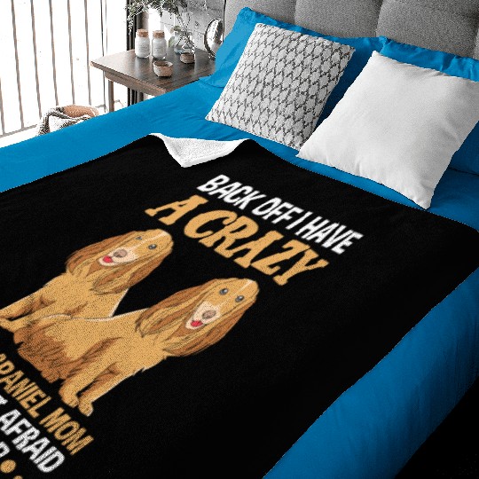 Funny Back Off I Have A Crazy Cocker Spaniel Mom Baby Blankets