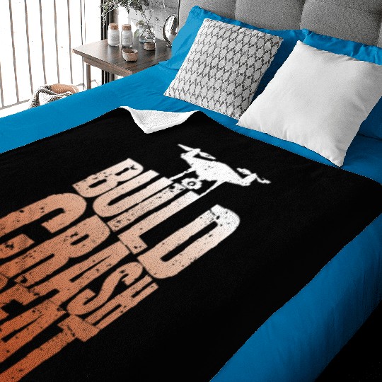 Drone Saying Build Crash Repeat Funny Pilot Baby Blankets