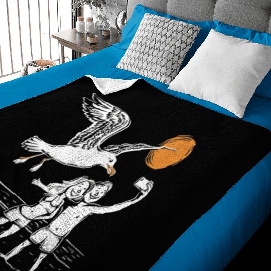 Seagull Surprise: The Ultimate Beach Photobomb Baby Blankets