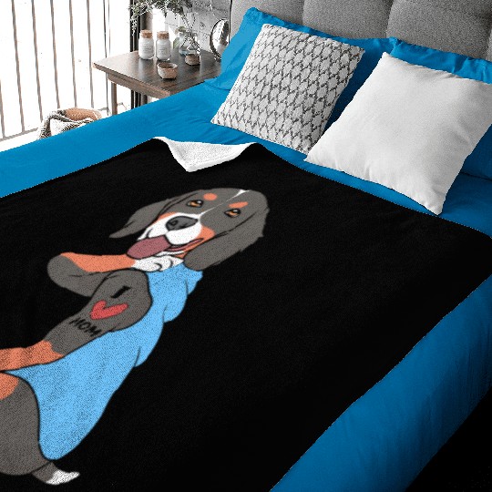 Cute Bernese Dog I Love Mom For Dog Mom Baby Blankets