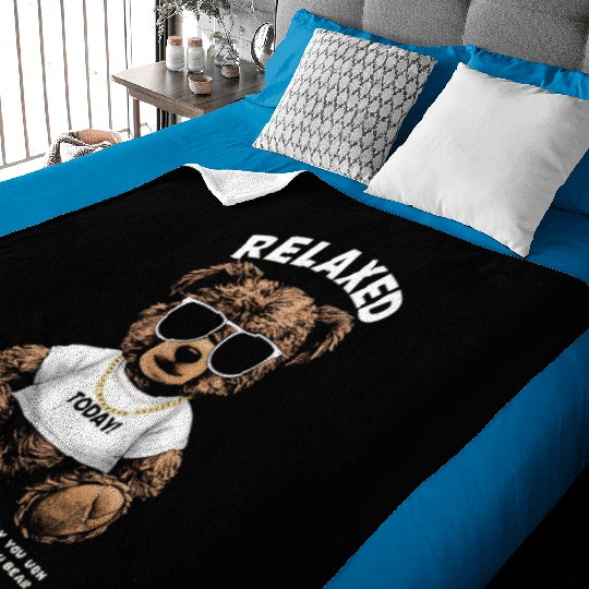Relaxed Teddy Bear with Sunglasses Baby Blankets
