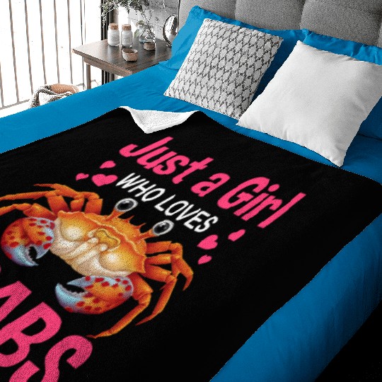 Crab Animal Lover Gift Just A Girl Who Loves Crabs Baby Blankets