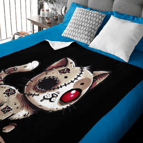 scary zombie kawaii cat for halloween fun Baby Blankets