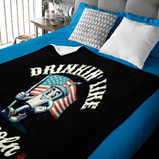 Drinkin' Like Lincoln 4th Of July Memorial Day Baby Blankets