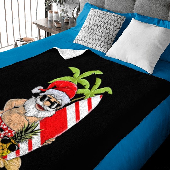 Santa Funny Christmas In July Baby Blankets