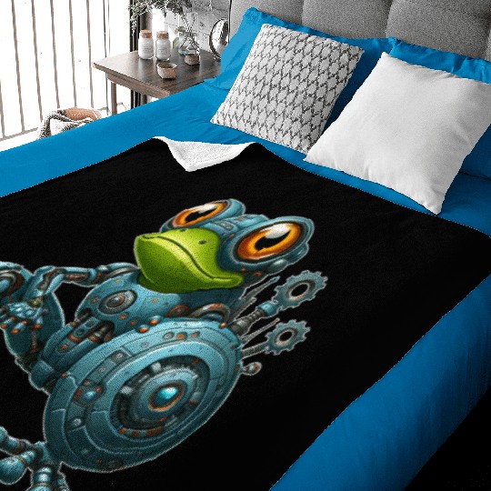 Cyborg Frog Toad Newt Robot Mech Design Baby Blankets