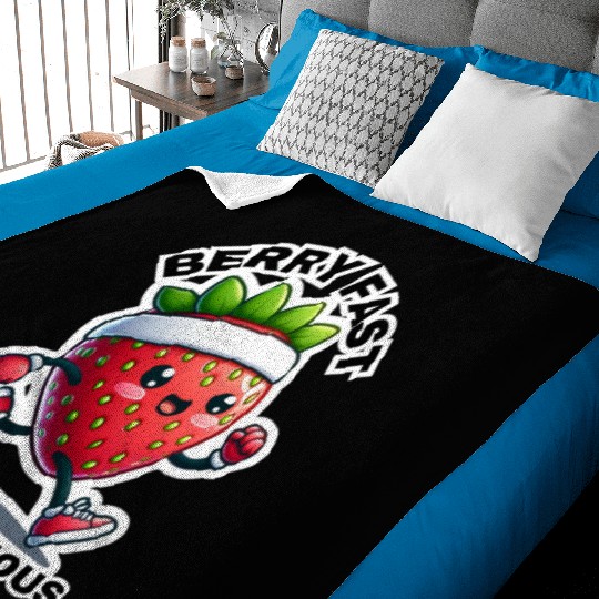 Berry Fast Berry Furious Running Strawberry Baby Blankets