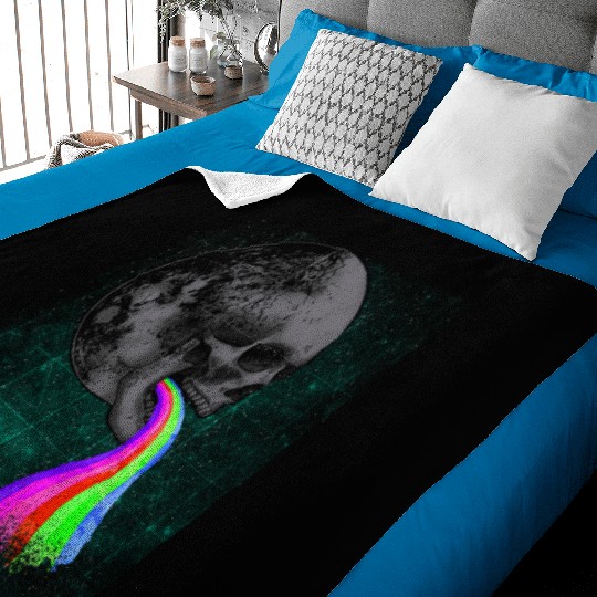 Skull Design with Rainbow. Concert Festival Baby Blankets