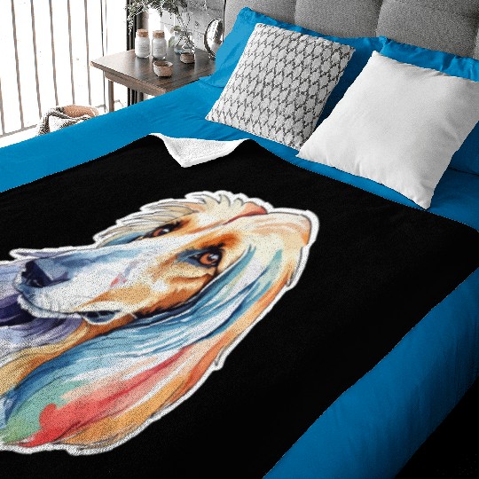 Afghan Hound Dog Watercolor Baby Blankets