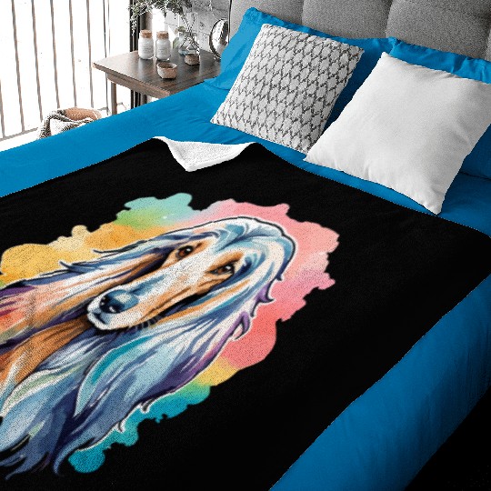 Afghan Hound Dog Watercolor Baby Blankets