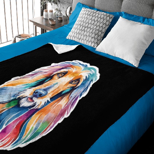 Afghan Hound Dog Watercolor Baby Blankets