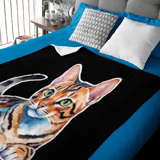 Leopard Cat Watercolor Baby Blankets