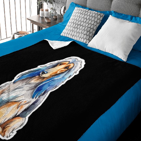 Afghan Hound Dog Watercolor Baby Blankets