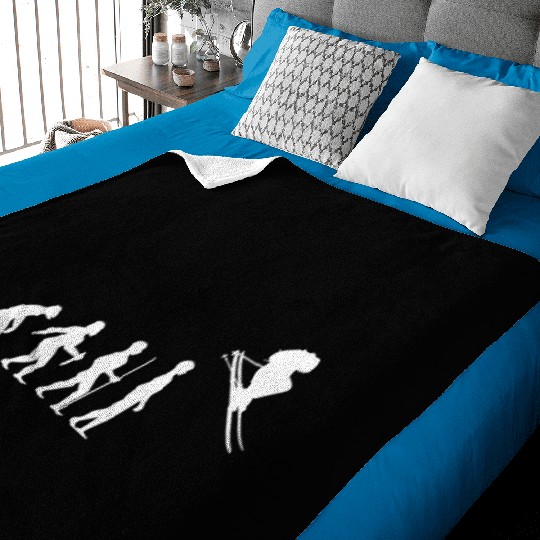 FUNNY HUMAN EVOLUTION TO SKIER Baby Blankets