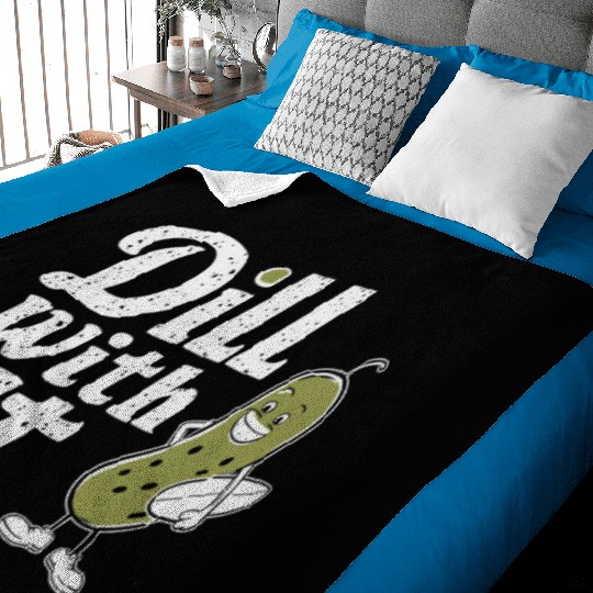 Dill With It Funny Pickle Character Baby Blankets