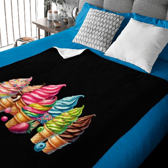 A sweet touch with these colorful ice cream motifs Baby Blankets