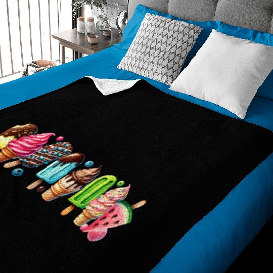 A sweet touch with these colorful ice cream motifs Baby Blankets