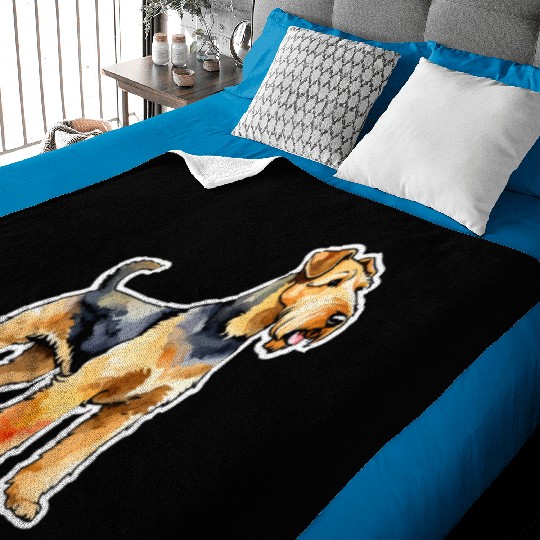 Airedale Terrier Watercolor Baby Blankets