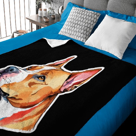 American Staffordshire Terrier Watercolor Baby Blankets