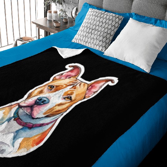 American Staffordshire Terrier Watercolor Baby Blankets