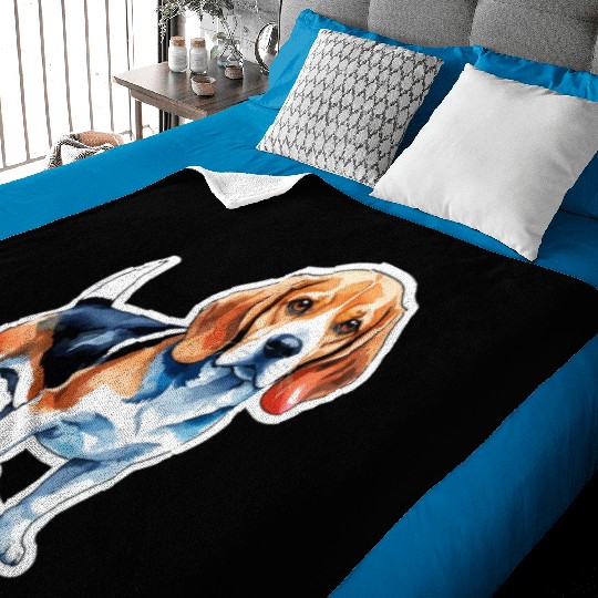 Beagle Watercolor Baby Blankets