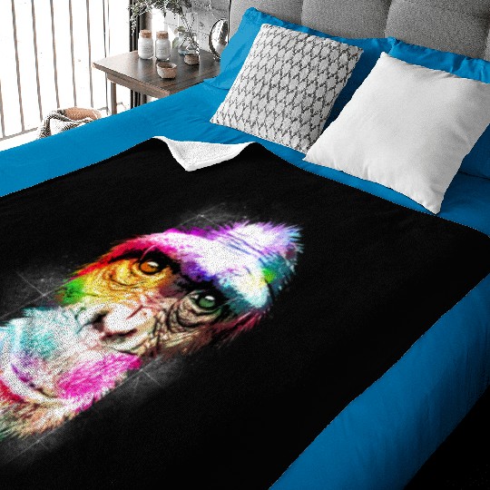 Colorful Retro Realistic Monkey Face Funny Graphic Baby Blankets