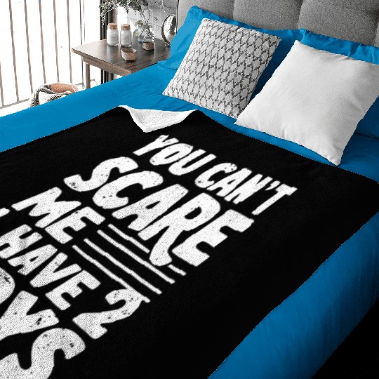 Can't Scare Funny Dad of 2 Boys Father's Day Baby Blankets