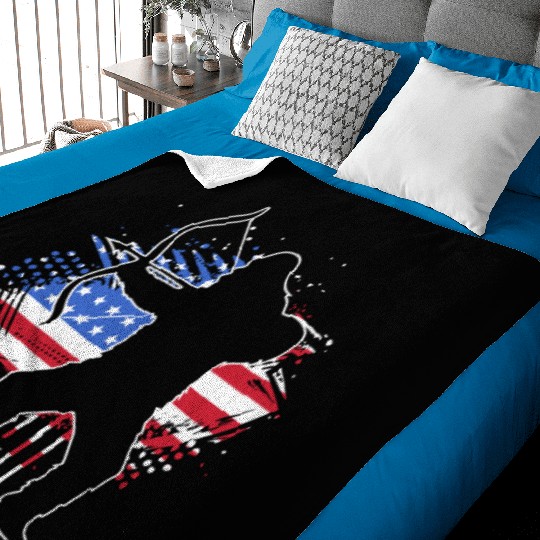 4th Of July US Flag Bow Hunter Bow Hunting Baby Blankets