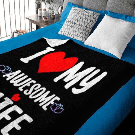 Valentine Red Heart With Love I Love My Wife Baby Blankets