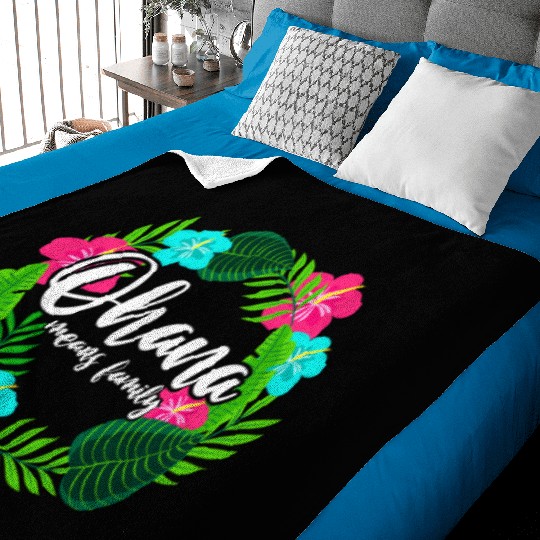 Ohana Means Family Hawaii Hibiscus Hawaiian Flower Baby Blankets