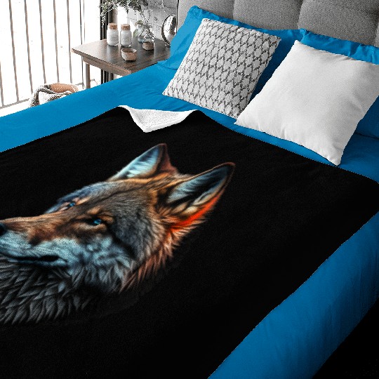 Wolf Portrait Animal Print Baby Blankets