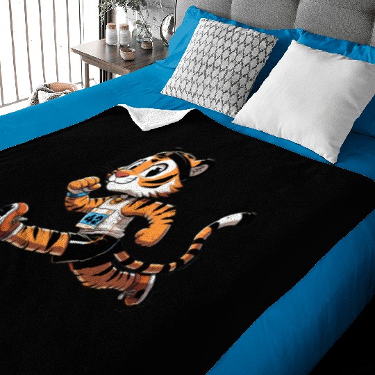 Cute Marathon Runner Tiger Baby Blankets