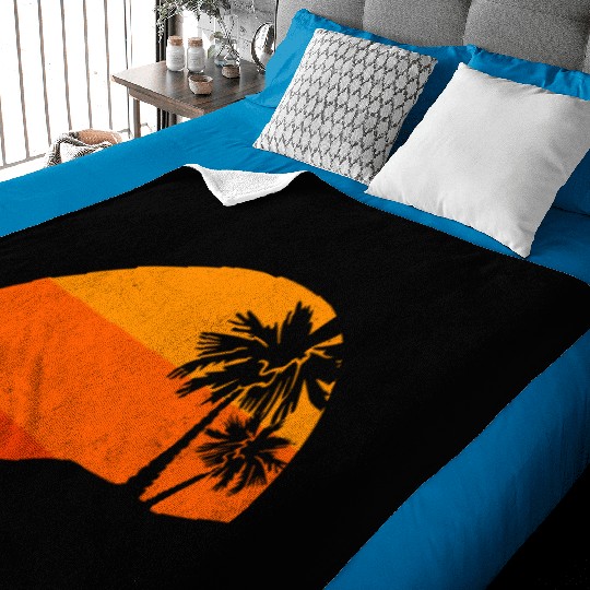 Sunset Palm Trees Retro Tropical Vibes Baby Blankets